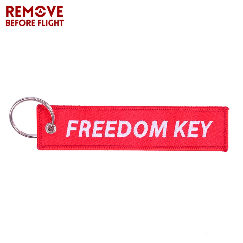 1 шт. брелки с вышивкой Remove Before Flight Freedom для мотоцикла красное кольцо ключей