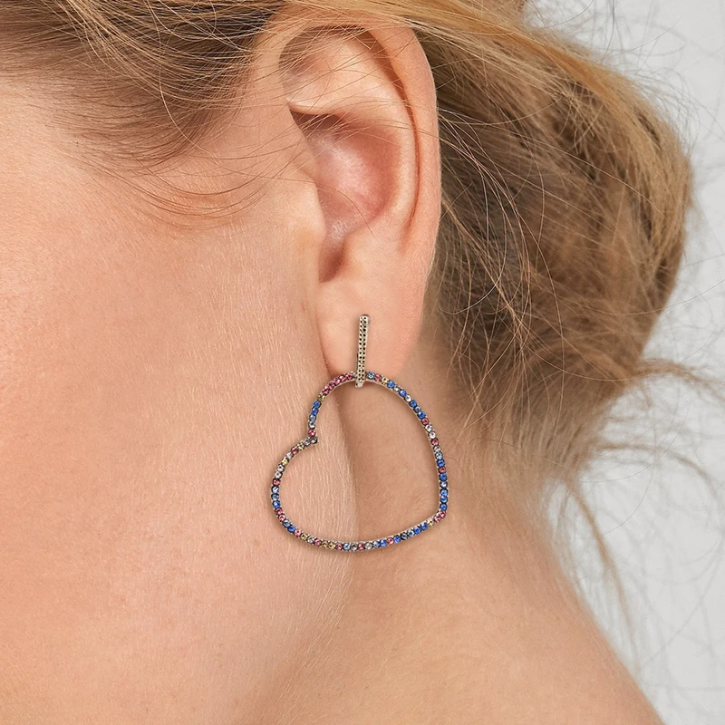 Jujia богемные модные подвесное сердечко серьги новые Bijoux блестящие разноцветные модные ювелирные изделия серьги для женщин оптом