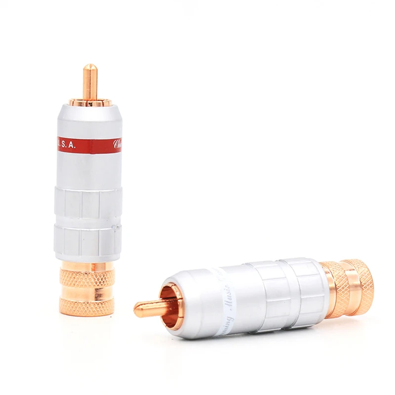 

4pcs VR002 Red copper plated Solder RCA Plug Audio Video Cable Adapter