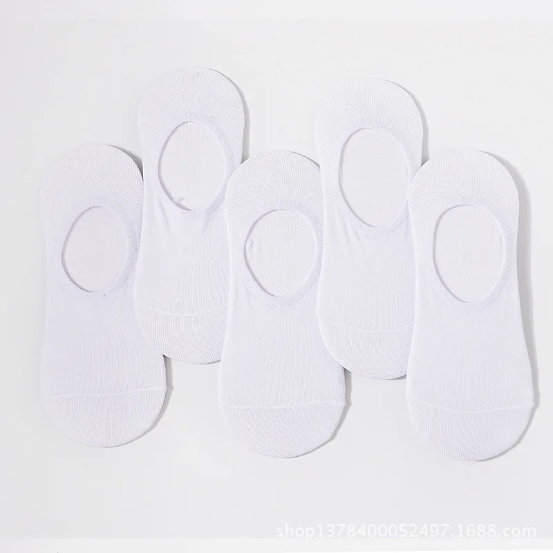 White Socks 10 шт. = 5 пар/лот, мужские носки, летние модные Нескользящие силиконовые невидимые одноцветные хлопковые носки, деловые мужские короткие носки, тапочки, Meia - Цвет: White Socks