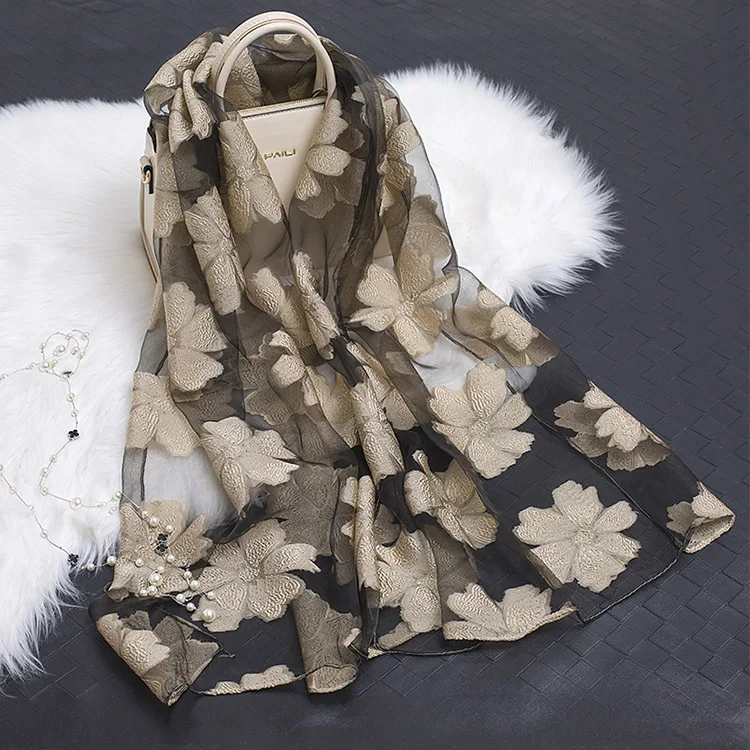 Fashion New Spring Summer Scarf Women Embroidery Floral Shawl Cut Eugen Beach Pashmina Vintage Muslim Gift Free Shipping |