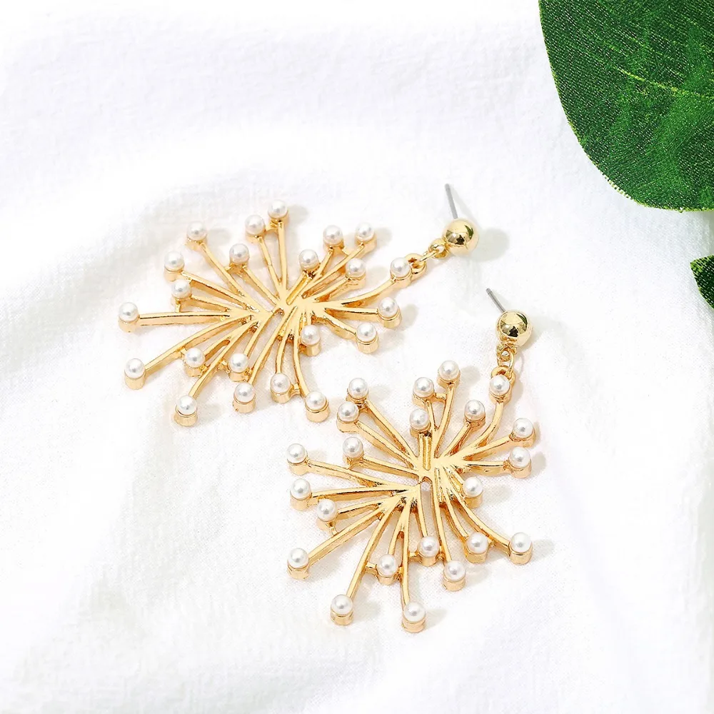 simulated pearl snowflower statement earrings fashion jewelry dangle for women oorbellen | Украшения и аксессуары