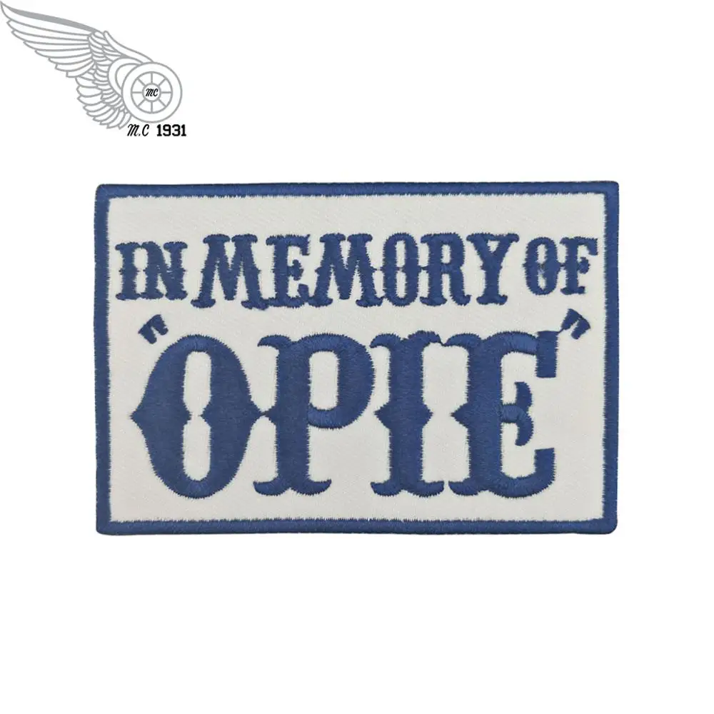 Blue OPIE Patch В памяти Opie байкерские памятные нашивки OPI рок и панк сыновья патч анархия серии мотоциклетный кожаный жилет Железный на - Цвет: Blue OPIE Patch