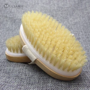 MUCIAKIE Горячая сухая кожа тела Мягкая натуральная щетина спа щетка деревянная щетка для душа для ванны спа щетка для тела без ручки