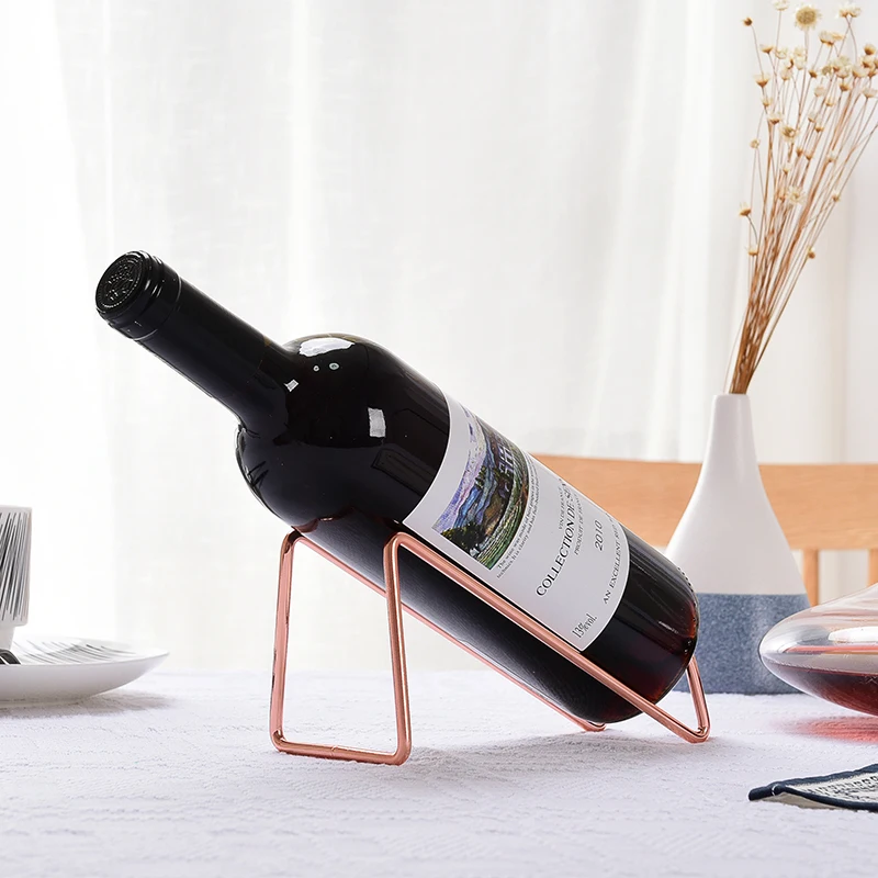 Простой золотой и серебристый Настольный держатель для винных бутылок