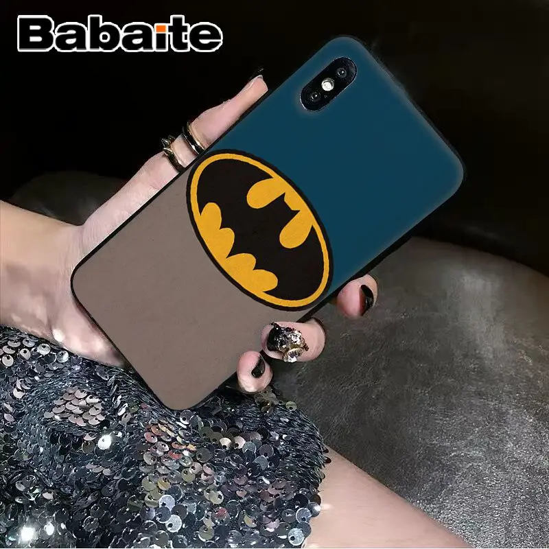 Черный мягкий чехол для телефона Babaite с логотипом супергероя Бэтмена Apple iPhone 8 7 6 6S