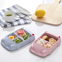 baby bamboo fiber dishes childrens creative car shape plate divided children tableware kids food plate