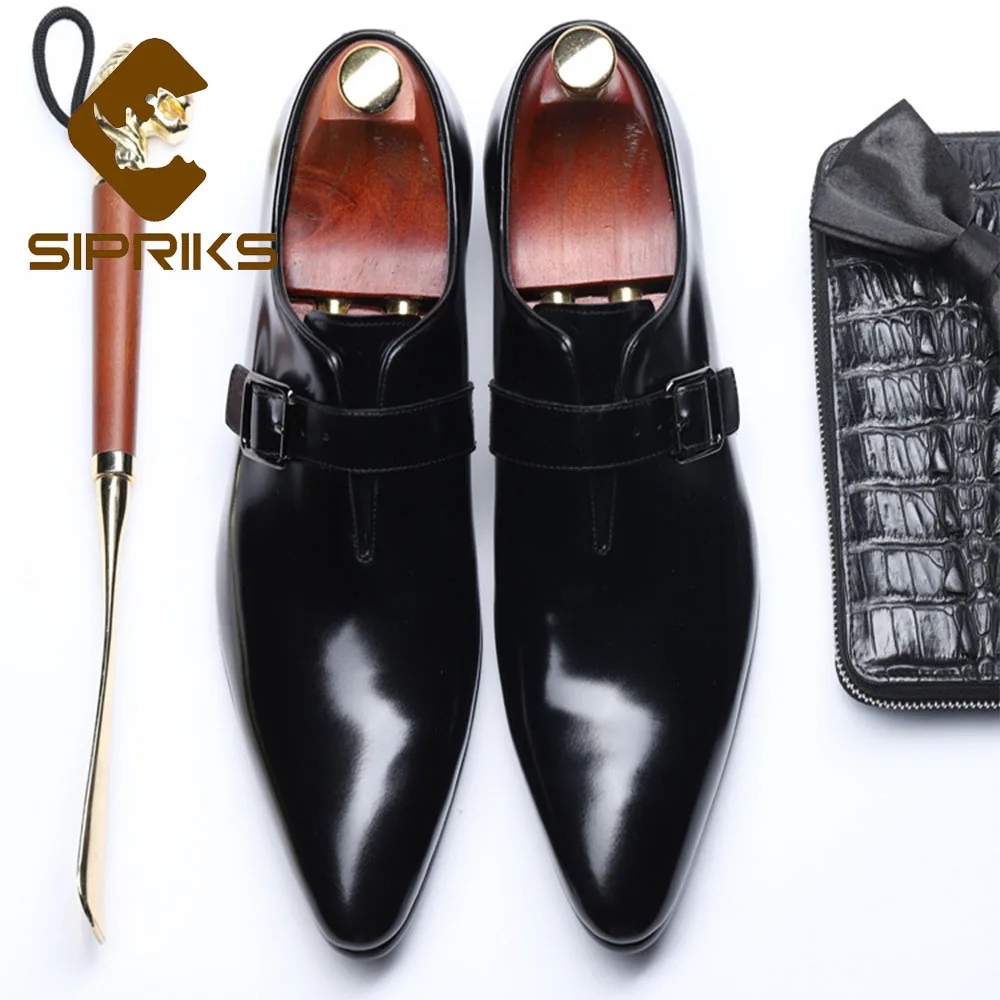 Sipriks Men Shoes Leather Summer Dark Brown Casual 2019 Luxury Brand Wedding Single Monk Strap Sneakers Designers |
