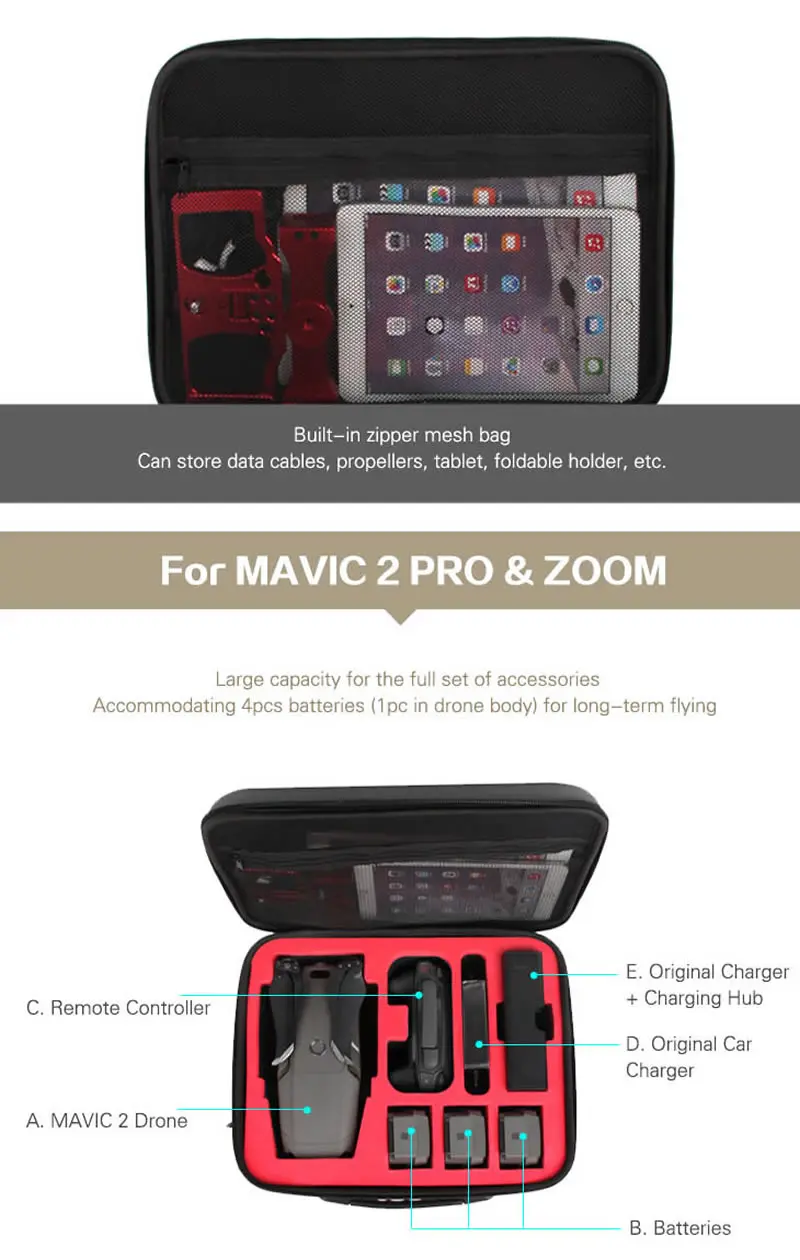 DJI Mavic 2 PRO AIR Spark универсальная комбинированная сумка для хранения MAVIC2 Drone Аксессуары Защитный Чехол чемодан для радиоуправляемого квадрокоптера