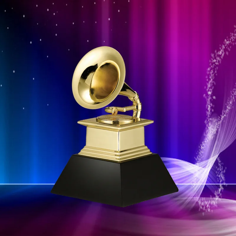 DHL Free shipping Grammy Award Trophy Metal Gramophone Marble Base by NARAS 1:1 Size  golden awards