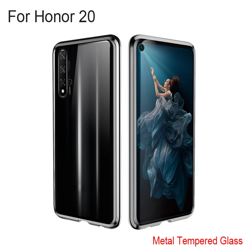 Роскошный Магнитный поглощающий флип-чехол для Huawei Honor 20 металлическая рамка