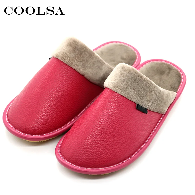 

Шлепанцы Coolsa женские из мягкой ПУ кожи, мягкие плюшевые оксфорды, плоская нескользящая подошва, водонепроницаемые теплые тапочки, зимние