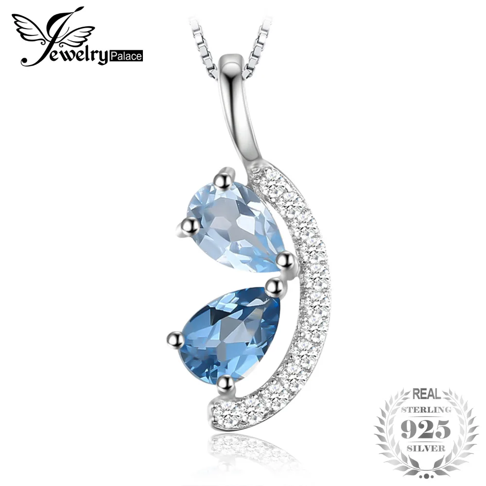 Jewelrypalace 1ct небесно голубые топазы и Лондоне Кластера Кулон Цепочки ожерелья 925