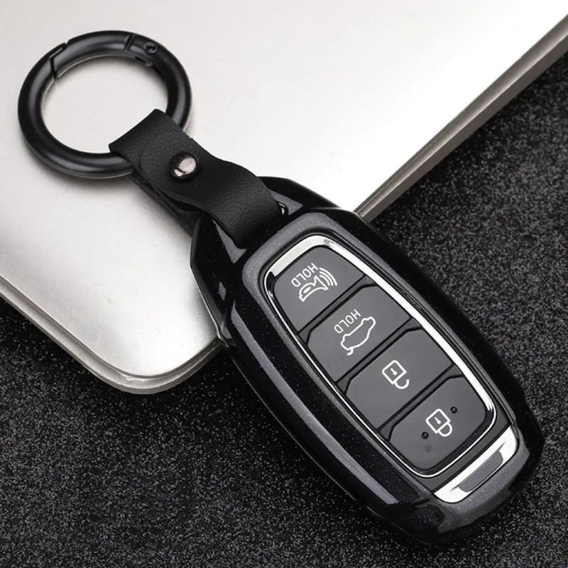 Чехол для ключей автомобиля со звездами из углеродистой полосы для hyundai i30 Ix35 KONA Encino Solaris Azera Grandeur Ig Accent Santa Fe Palisade - Название цвета: E-Star