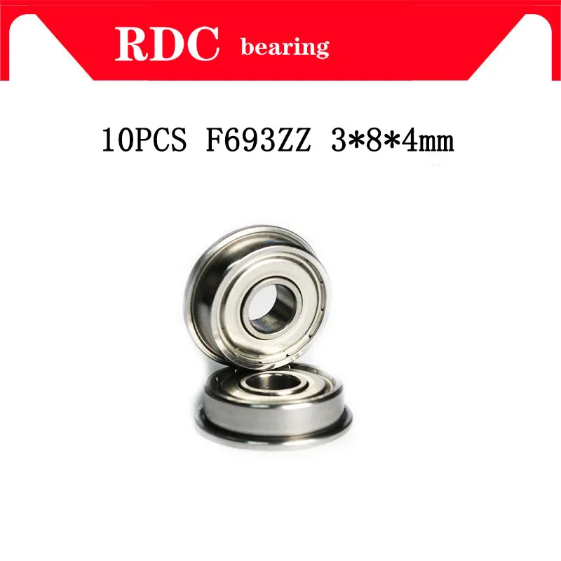 High quality 10pcs ABEC-5 F693ZZ F693 ZZ F693Z 3*8*4 mm 3x8x4 mm Metal Double Shielded flanged Bearing Ball Bearings with flange