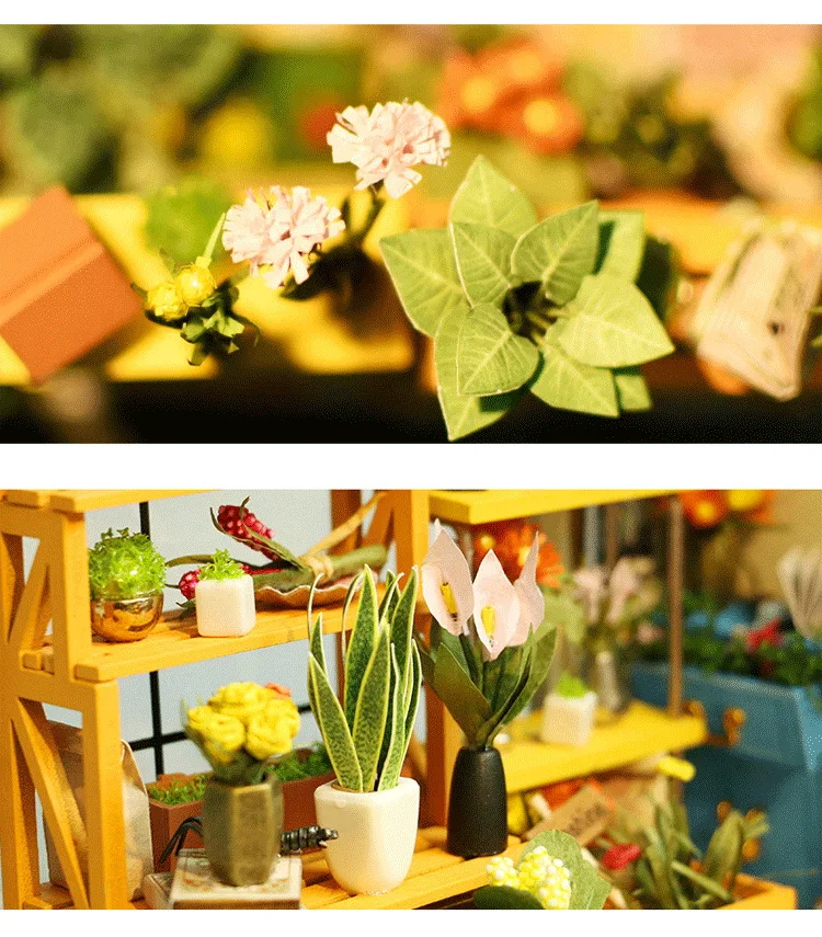 Миниатюрный Кукольный домик Robud DIY кукольный домик с кукольным домиком, светильник, подарок для взрослых, игрушки для детей, цветочный домик Кэти