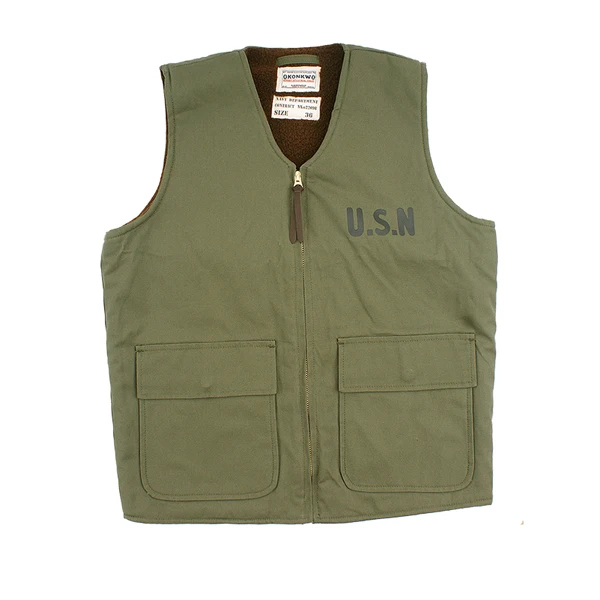 Army Green Винтажный USN жилет ВМС США мужской шерстяной WW2 военный Рабочий жилет мотоциклетный жилет - Цвет: Army Green