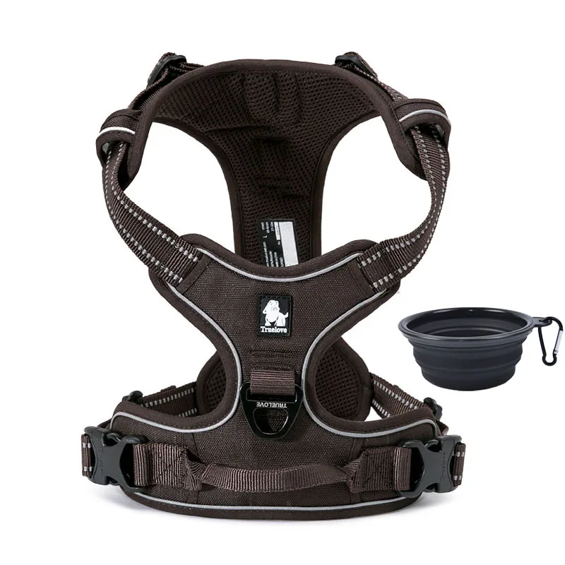 Brown Truelove Dog Harness Small Large Durable Reflective Pet Harness Dog Running Safety Lift Pulling Walking Harness For Dog Travel - Цвет: Brown