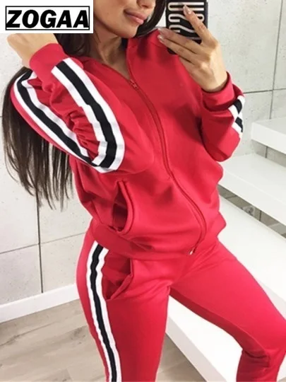 Женский спортивный костюм ZOGAA весенний с длинным рукавом и капюшоном|Спортивные