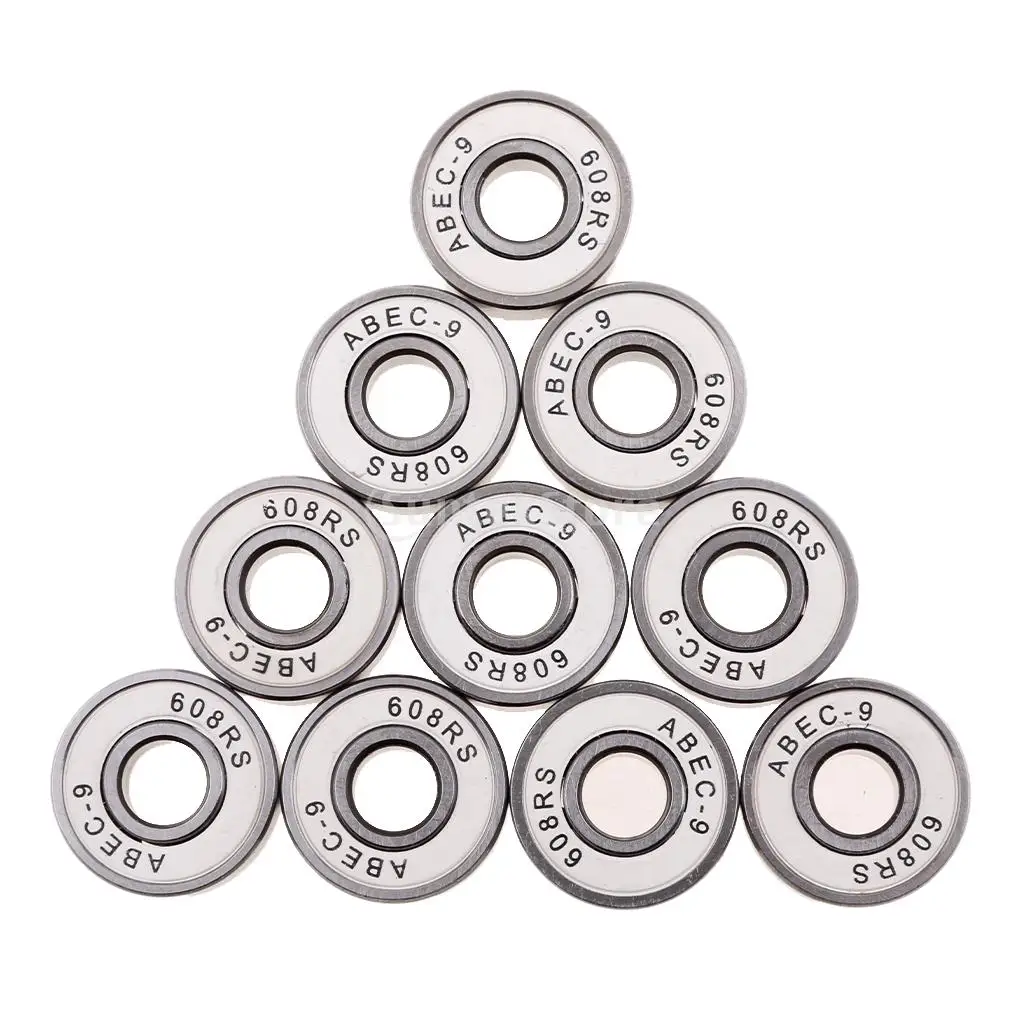 

10 Pieces Quality ABEC-9 608RS Inline Roller Skate Wheel Bearings Scooter Skateboard Longboard Seal Ball Bearings White