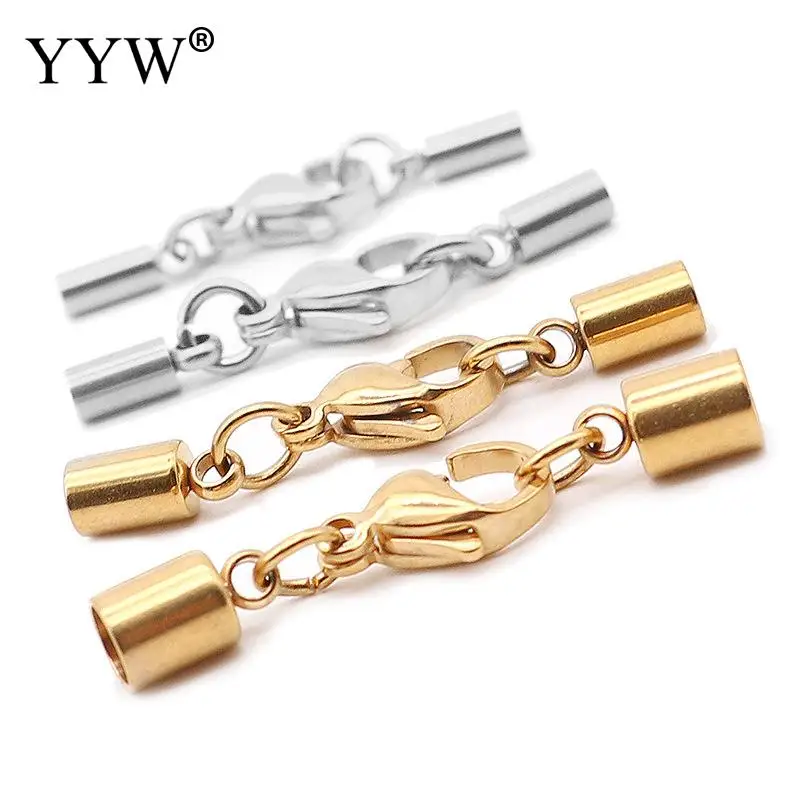 

10pc Stainless Steel End Lobster Claw Clasps Caps Extended Chain Jump Rings Jewelry Connector Fit 2.5-9.5 mm Leather Cord