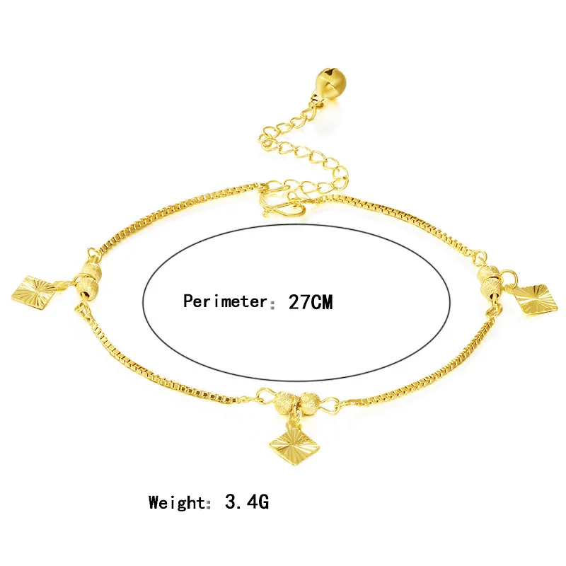 Модные горячие продажи 24 K золотой ножной браслет ювелирные изделия цепь Шарм мужчин женщин День рождения Подарочные ювелирные изделия