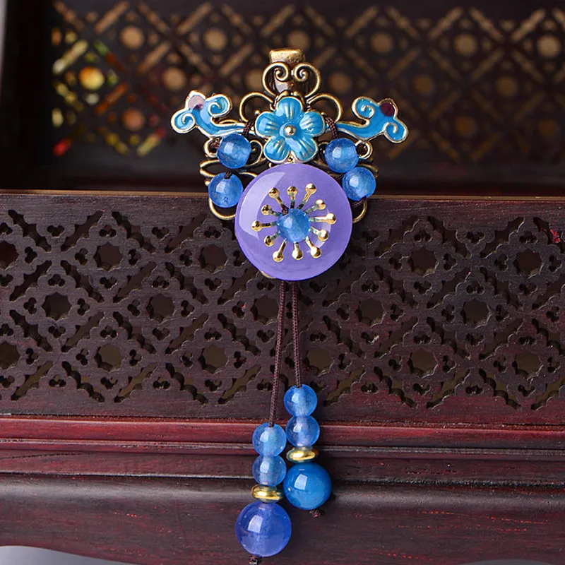 Yanting Cloisonne Цветочные украшения для волос для женщин классические Винтажные заколки для волос с фиолетовой пряжкой китайская шпилька 0104