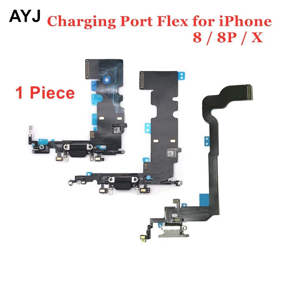 

1 Piece AYJ USB Charging Port Flex Cable for iPhone 8 Plus X 8G 4.7 8Plus 5.5 5 Dock Connector Charger Microphone Repair Parts