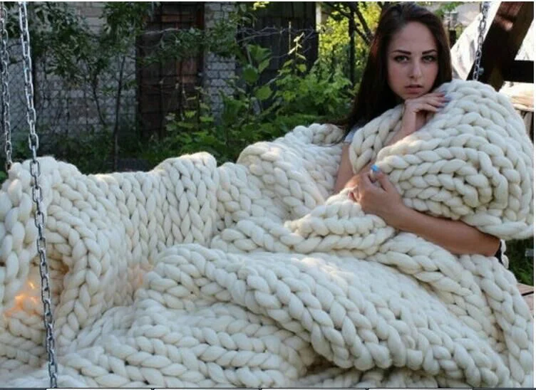 1,8 кг 100 см* 120 см супер толстая шерсть ручной вязки короткое одеяло