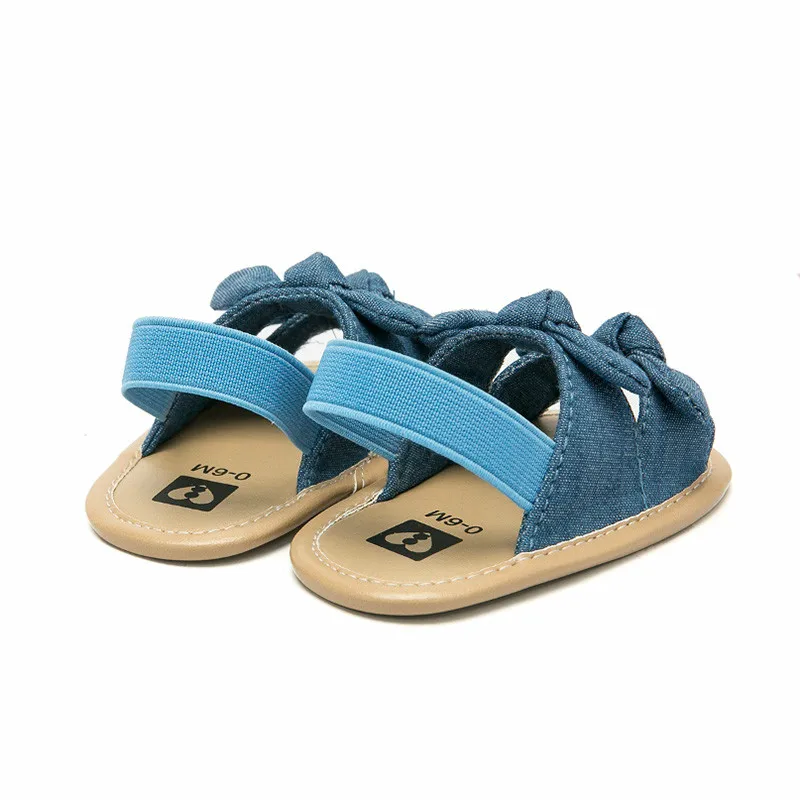 Обувь принцессы для малышей летние Нескользящие сандалии в полоску с большим