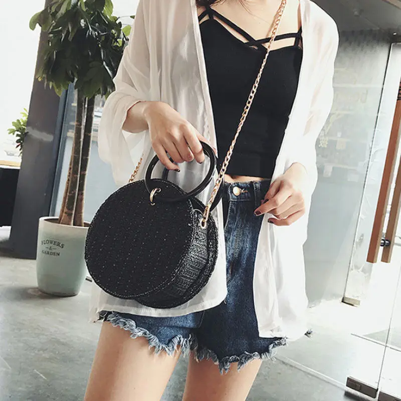 Женская пляжная Соломенная Сумка-тоут с круглыми цепочками | Багаж и сумки