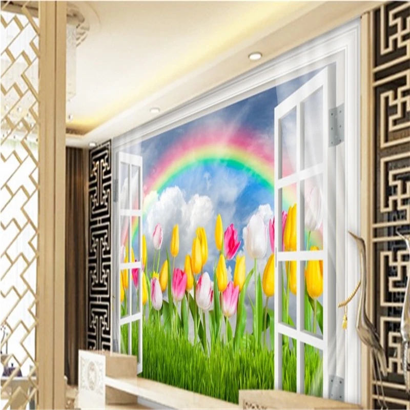 

beibehang Large custom wallpapers flowers 3d windows TV mural sofa backdrop papel de parede 3d para sala atacado