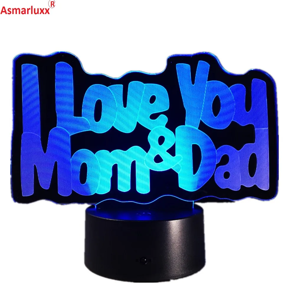 I Love Mom (Я люблю маму) с принтом Я папу 3D светодиодный светильник лучший подарок для