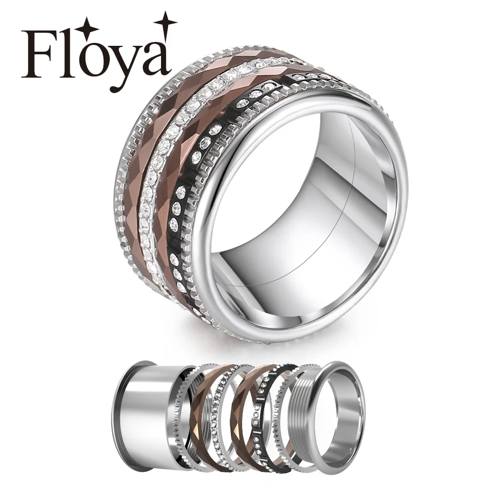 Женские титановые кольца Floya обручальное кольцо из черной нержавеющей стали