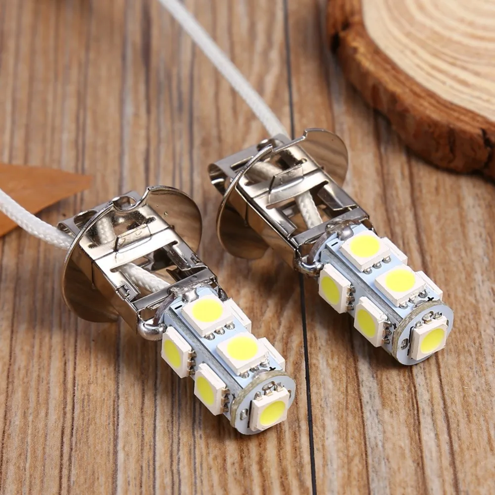 2 шт. H3 светодиодный противотуманные фонари 5050 белый 9 SMD СВЕТОДИОДНЫЙ DC12V Авто ясно Противотуманные фары дальнего света Лампа повышенной яркости