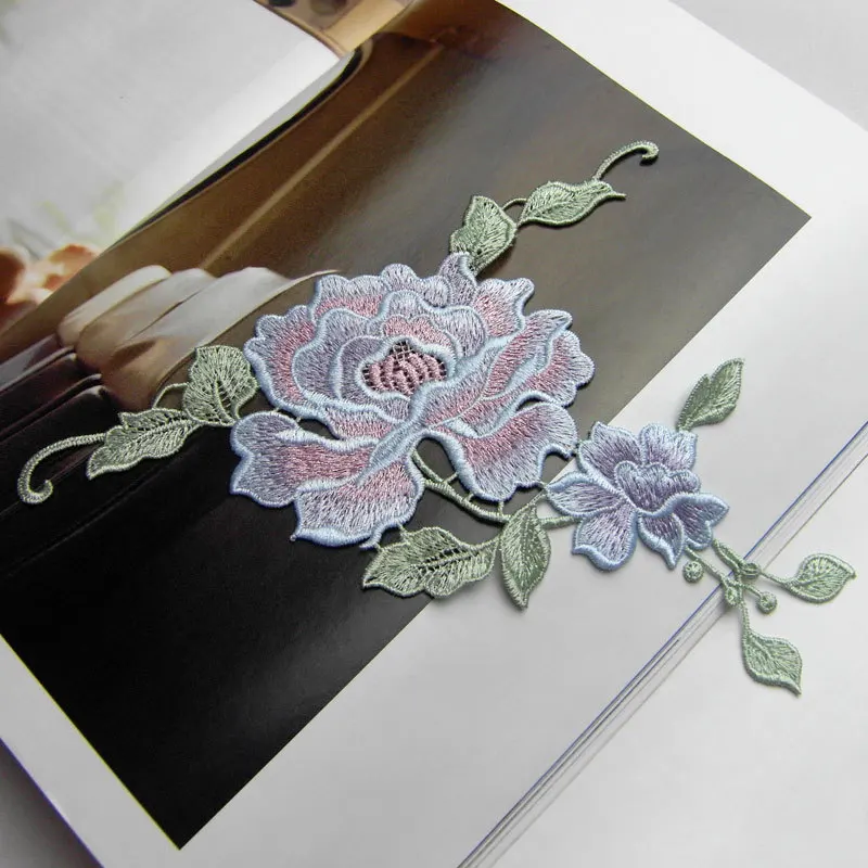 Элегантный Пион водорастворимый цветок патчи Одежда юбка Декоративные DIY