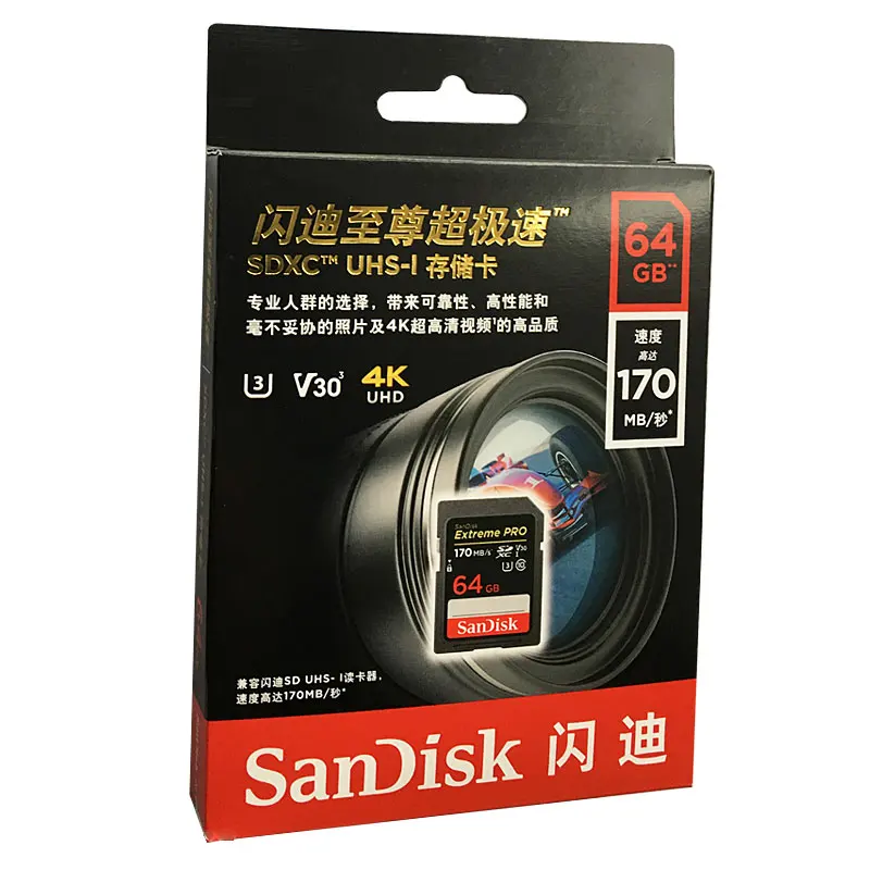 Оригинальная новая SD Карта SanDisk Extreme PRO 64 ГБ 128 256 170 дюйма стандартная карта SDXC
