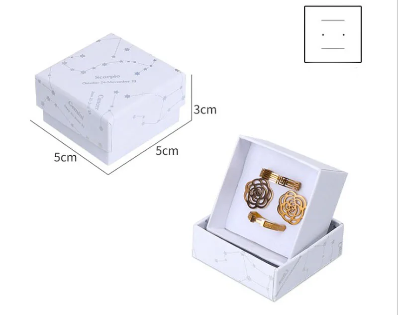 5x5x3cm Органайзер для ювелирных изделий, 100 шт./лот, коробка для ювелирных изделий, белая черная бумажная коробка, кольцо, серьги, ожерелье, подвеска, чехол для переноски, логотип на заказ - Цвет: 5x5x3cm