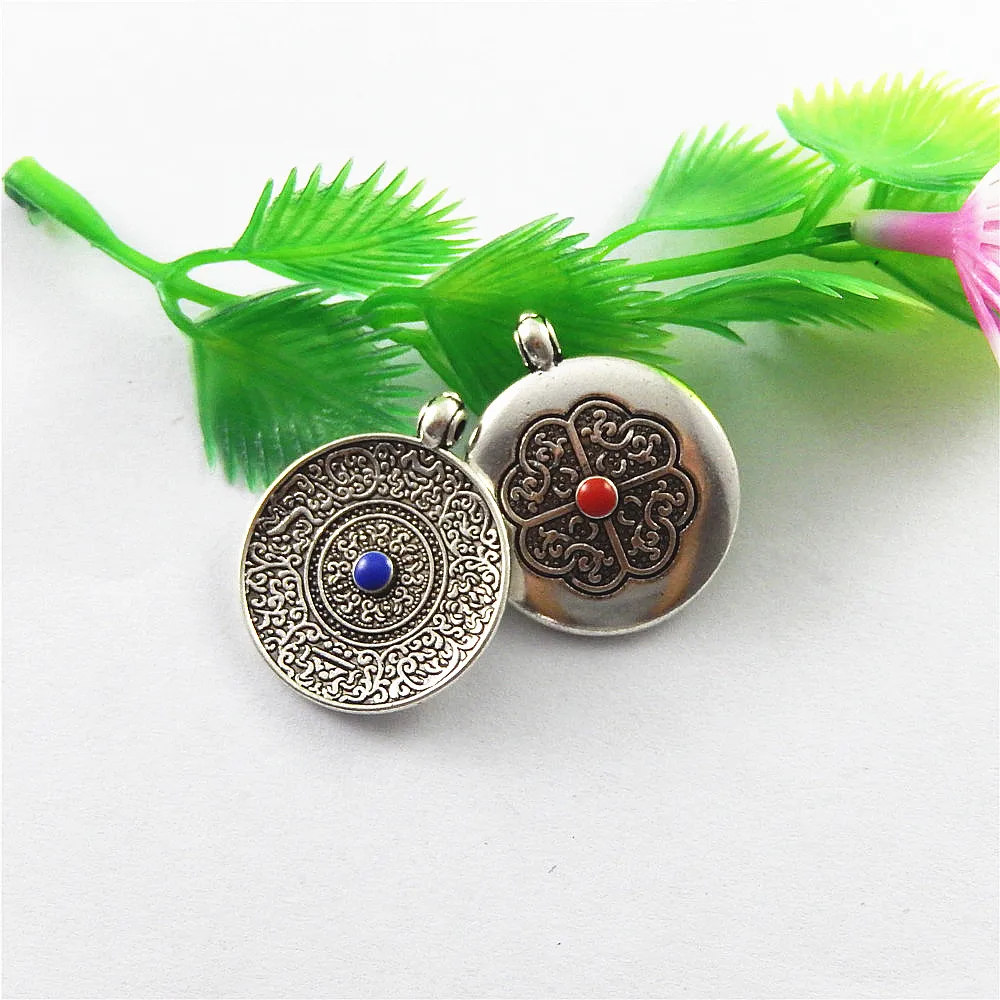 6 шт./лот в богемном стиле круглое ожерелье из сплава кулон 27*22 мм Шарм ручной