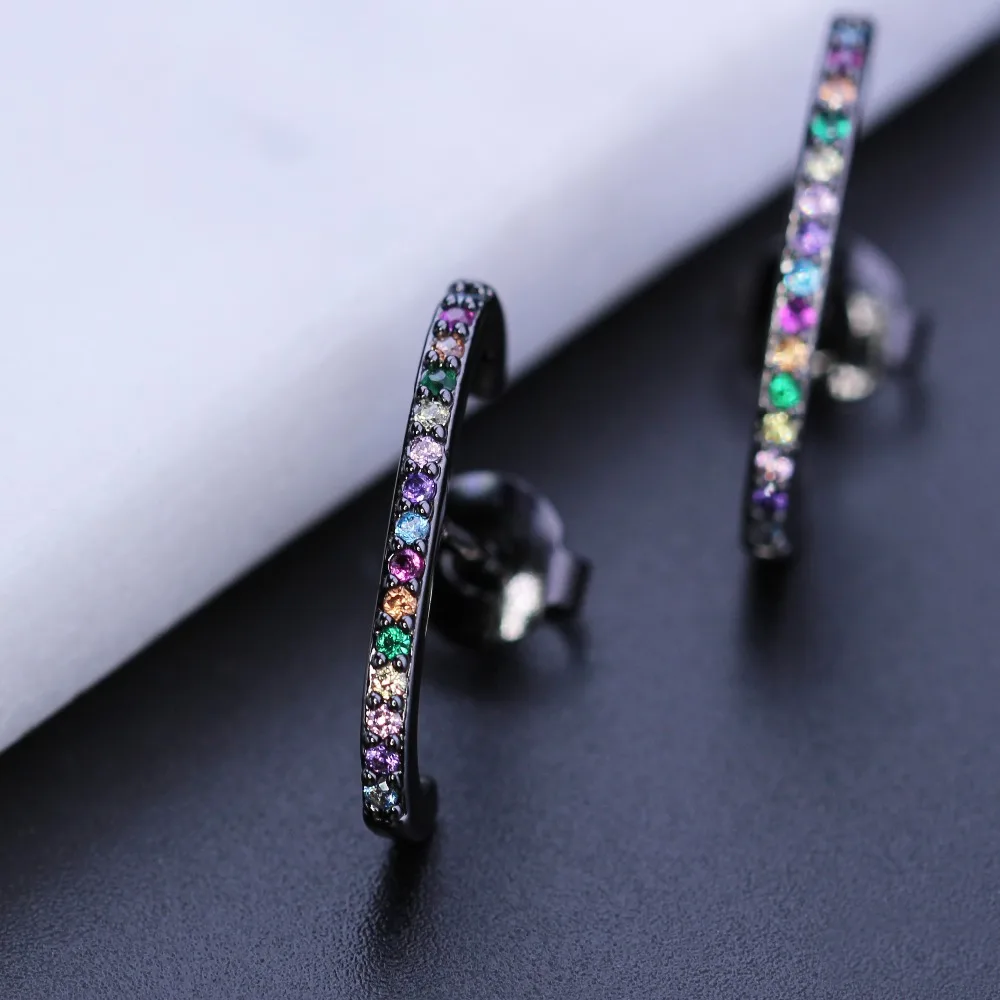 Серьги Newranos с радужным камнем разноцветные циркониевые серьги каффы красочные