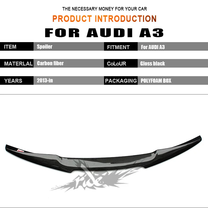 A3 Спойлер расширение крыло M4 Стиль Highkick настоящий углерод волокно подходит для