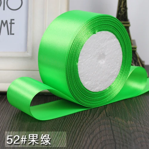 Fruit green 25 ярдов/рулон 6 мм, 10 мм, 15 мм, 20 мм, 25 мм, 40 мм, 50 мм, шелковые атласные ленты для рукоделия, швейная лента ручной работы, материалы для рукоделия, подарочная упаковка - Цвет: Fruit green