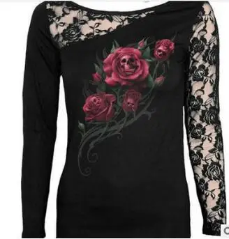 30 шт. оптовая продажа быстрая доставка модная женская футболка с принтом черепа