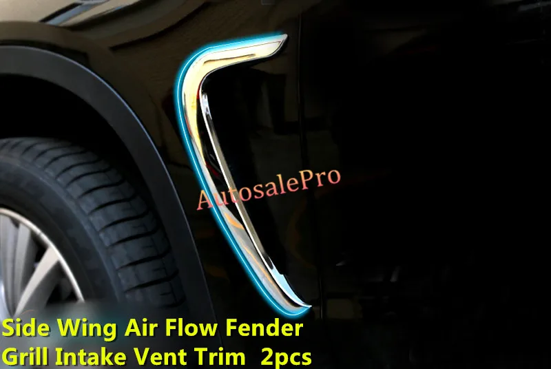 

For BMW X5 F15 2014 2015 ABS Chrome Side Wing Air Flow Fender Intake Vent Cover 2pcs Glossy