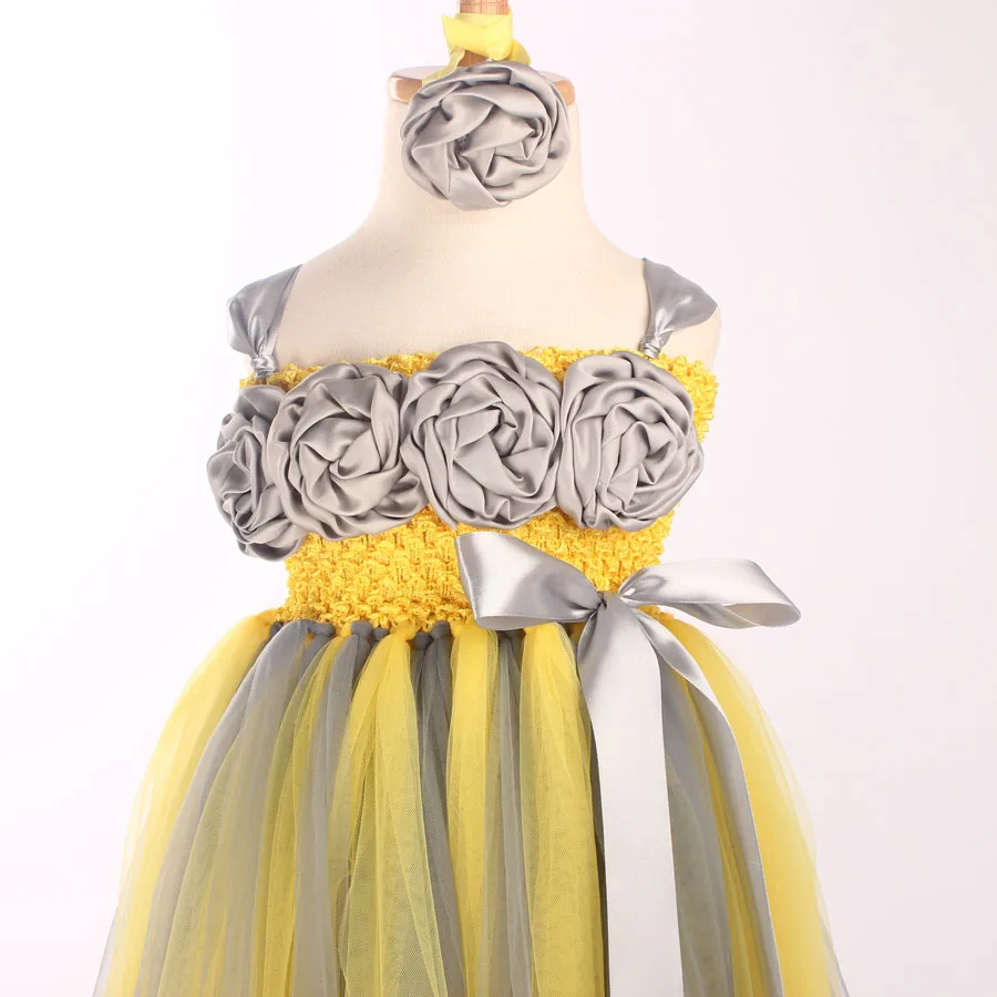 Платье принцессы из тюля с цветами для девочек детское платье-пачка ручной