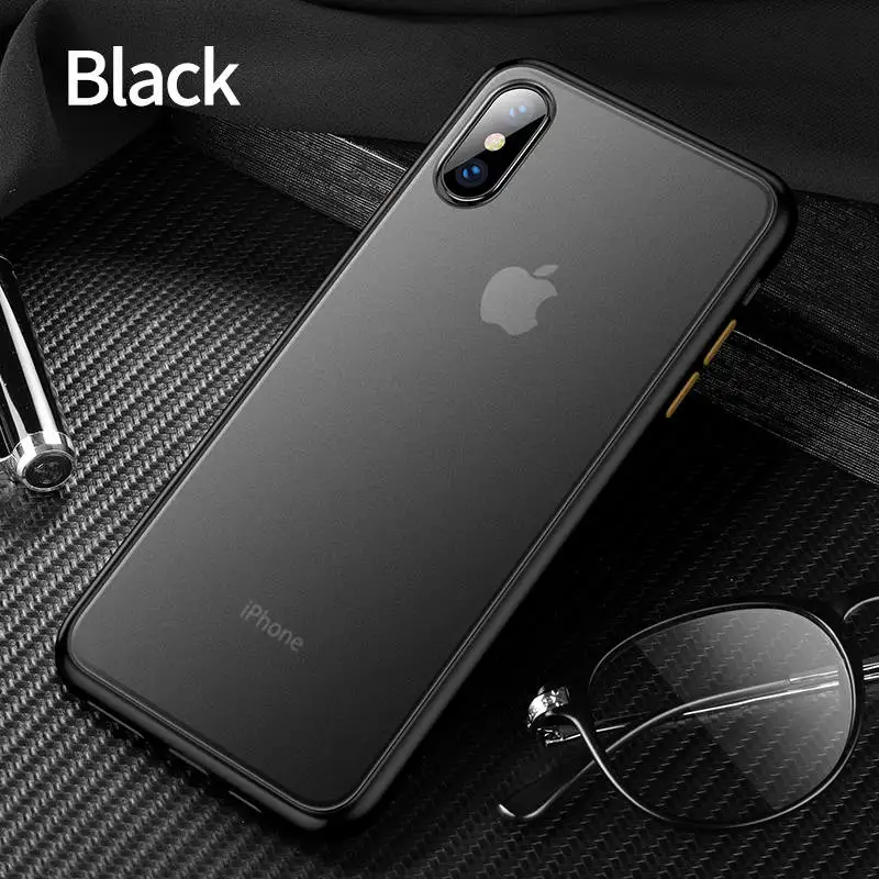 Роскошный Матовый силиконовый чехол Cafele для iPhone X, XR, XS, MAX, полный чехол для iPhone 7, 8 PLUS, мягкий чехол с краями, чехол для iPhone X - Цвет: Черный