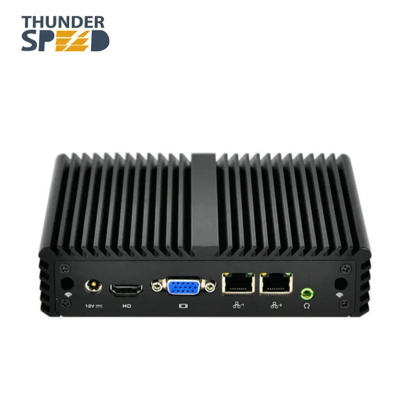 Thunderspeed безвентиляторный мини ПК 2 LAN J1900 четырехъядерный 1080P PFsense брандмауэр