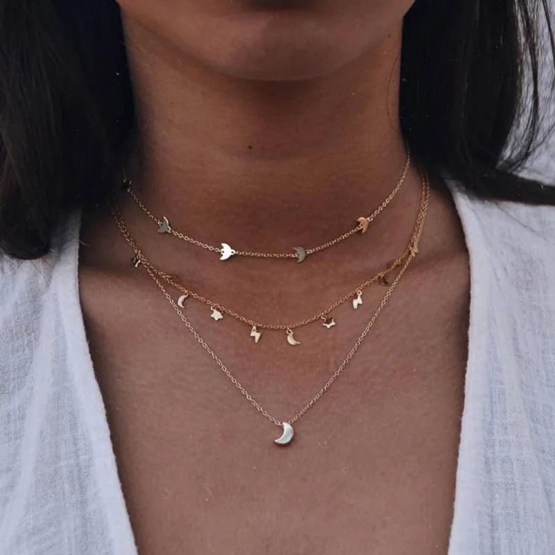 3 шт./компл. простой Lightning с изображением Луны и звезд Tassel Pendant многослойное