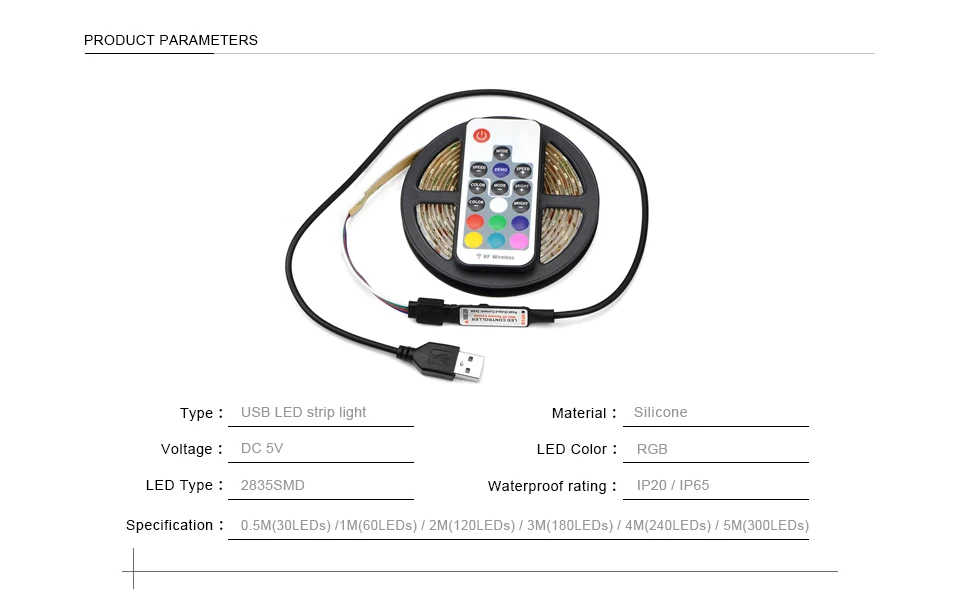 AIMENGTE SMD3528 ТВ/ПК фон с питанием от USB светодиодный 0,5 м/1 м/2 м/3 м/4 м/5 м DC5V Водонепроницаемая подсветка Гибкая клейкая лента