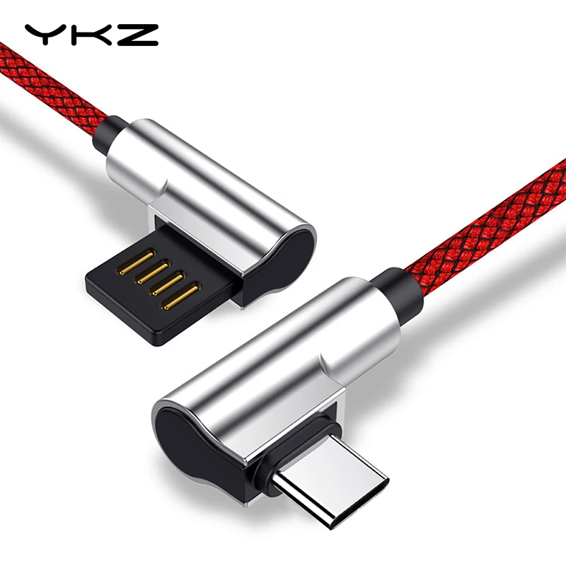 YKZ 90 градусов Тип C кабель Двусторонняя штора-вязка usb USB type-C функцией быстрой